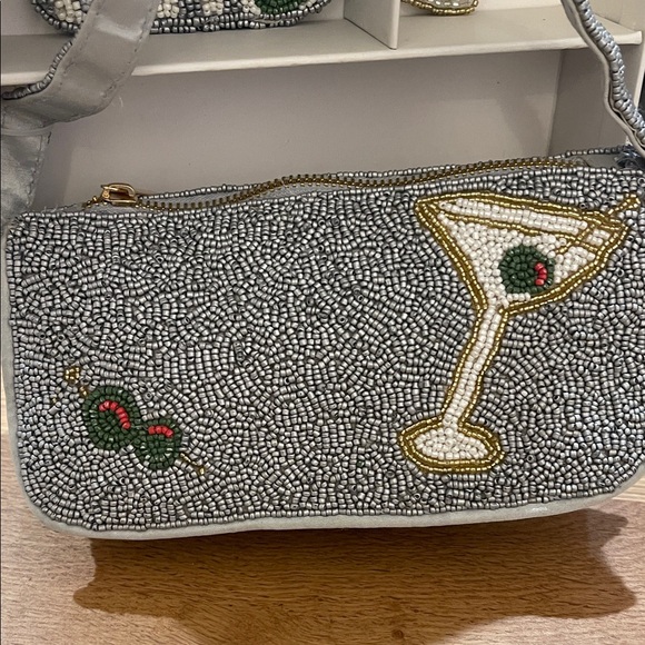 Sincerely Jules Martini Beaded Clutch and Wristlet Set - Gray and White NWT - Picture 2 of 8